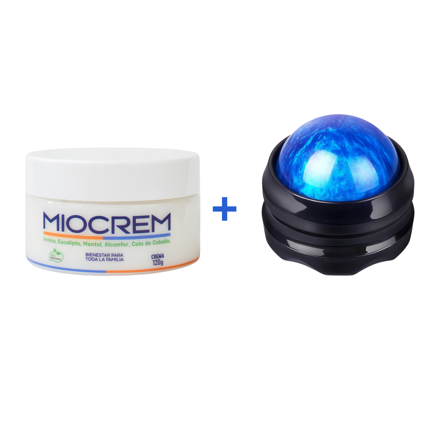 7. Kit Relax Miocrem (120g + Masajeador) – Alivio Natural y Masaje para Dolores Musculares y Estrés