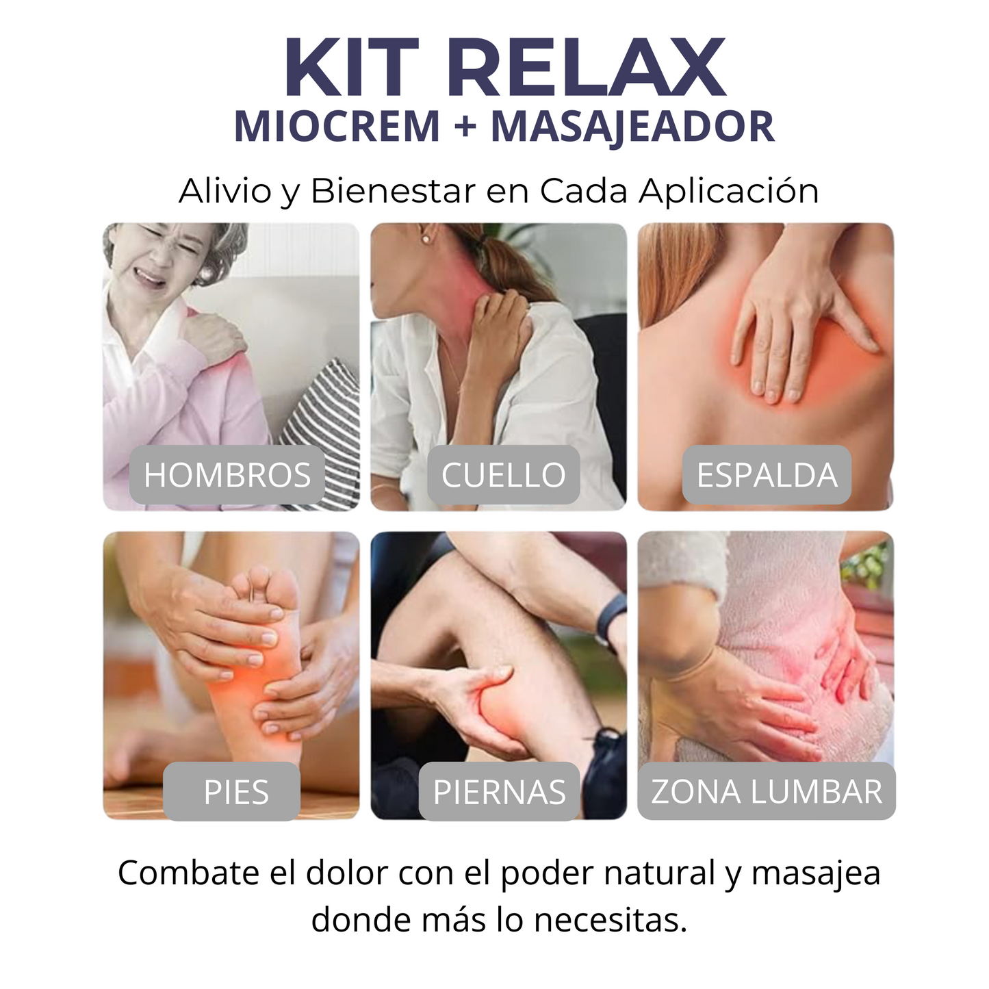 7. Kit Relax Miocrem (120g + Masajeador) – Alivio Natural y Masaje para Dolores Musculares y Estrés