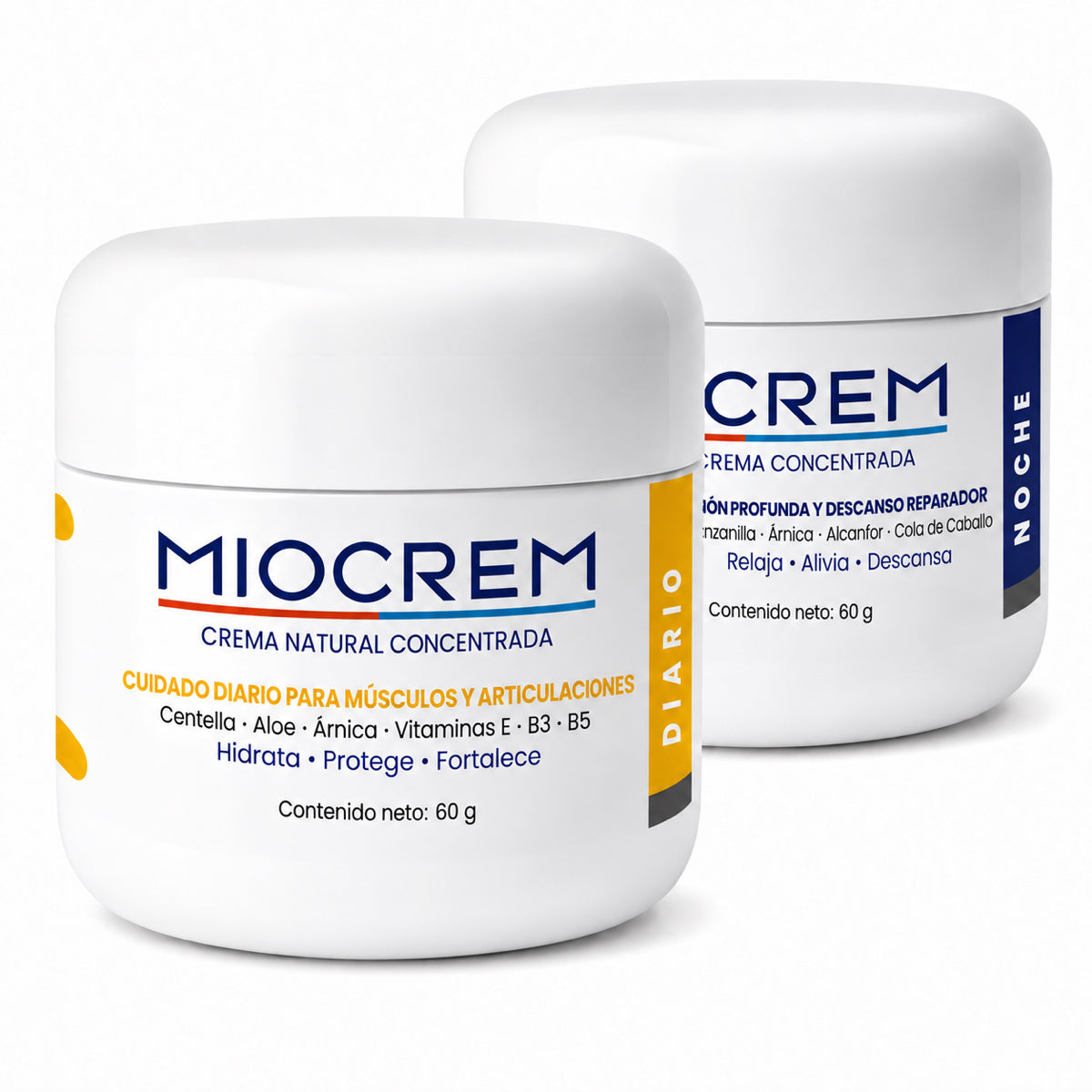 Pack Miocrem Diario + Noche 2 × 60 g – Cuidado muscular día y noche