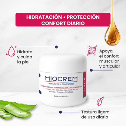 Miocrem Diario 60 g  Cuidado natural para músculos y articulaciones