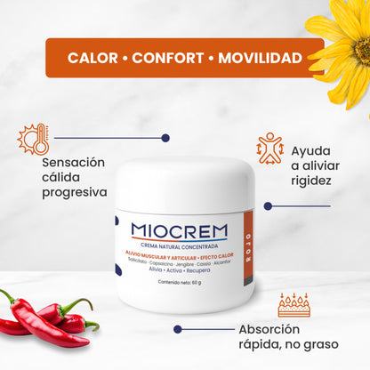 Miocrem Rojo 60 g | Crema con efecto calor para el bienestar muscular y articular