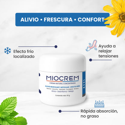 Miocrem Azul 60 g | Crema efecto frío para bienestar muscular y articular