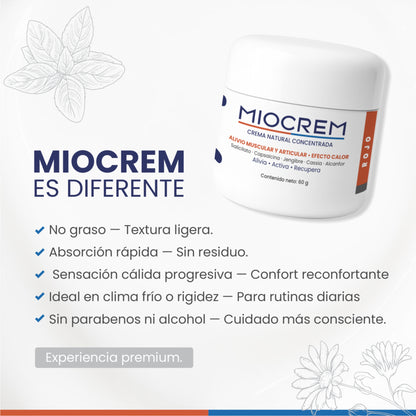 Miocrem Rojo 60 g | Crema con efecto calor para el bienestar muscular y articular