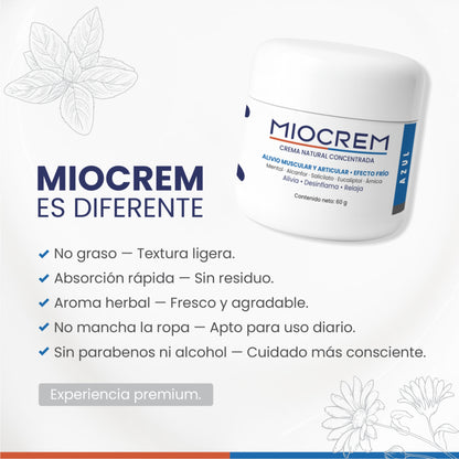 Miocrem Azul 60 g | Crema efecto frío para bienestar muscular y articular