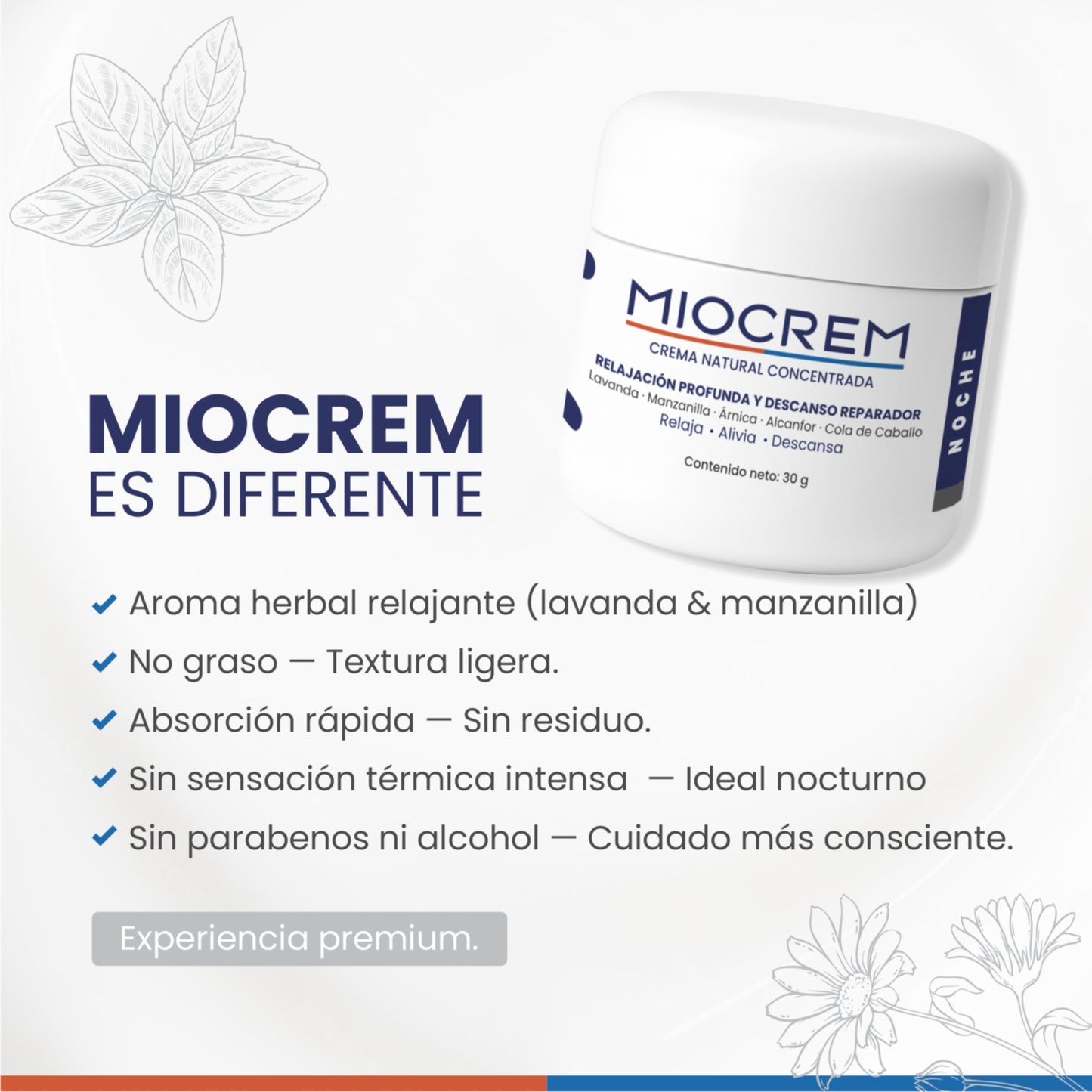 Miocrem Noche 60 g  Crema relajante con aromaterapia que favorece el descanso