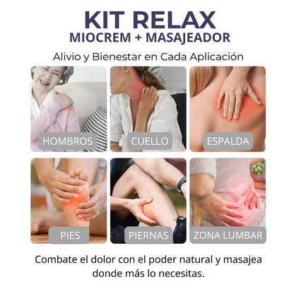 7. Miocrem Kit Relax (120g + Masajeador) – Alivio Profundo con Masaje Terapéutico